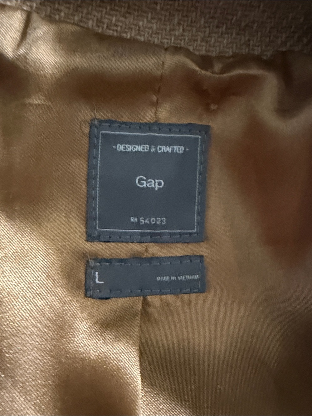 GAP Camel Double-Breasted Wool Blend Lanifico Nello Gori Peacoat Large - Picture 4 of 9